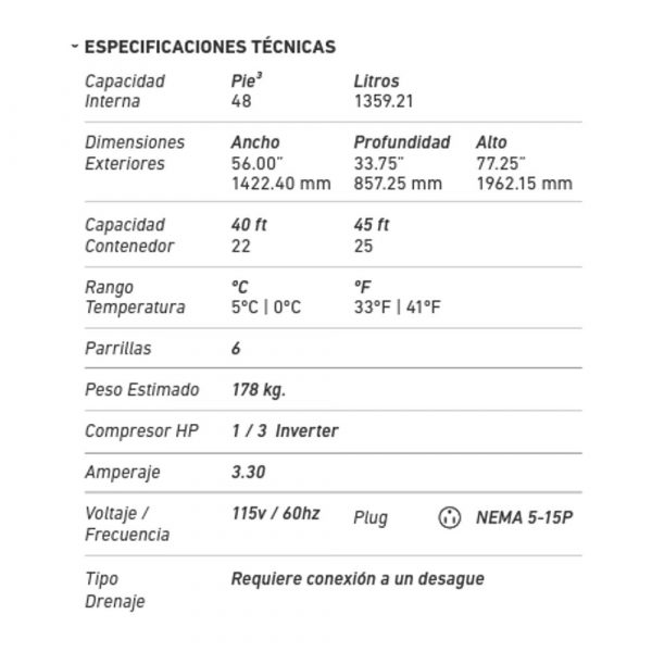 Exhibidor Farco Inverter 2 Puerta Ur-48Gl-Tmi